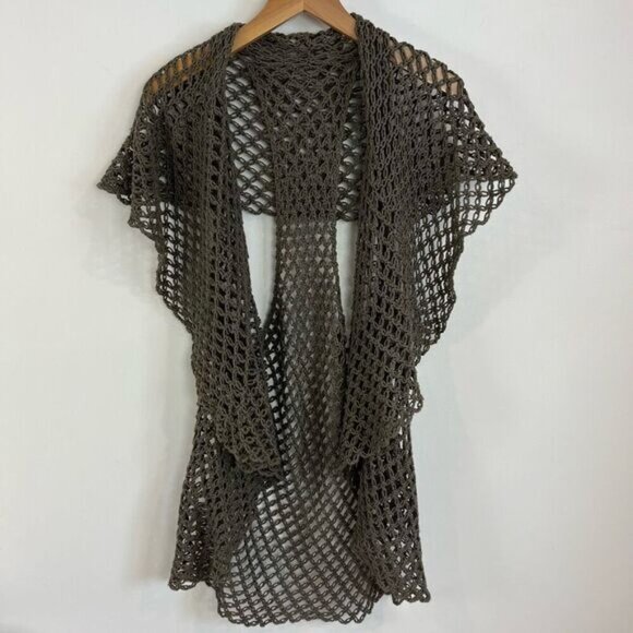 Vintage Women’s One Size Knit Crotchet Cardigan Shawl Wrap Fishnet Grunge - Picture 10 of 10